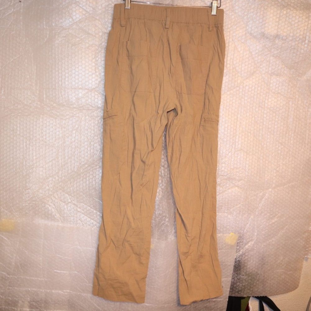 Vince Linen Blend Crop Pants Straight Leg Khaki Casual Size M - Picture 7 of 12